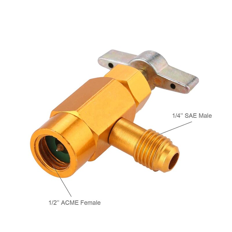 2Pcs R-134A AC and R134A Adaptor Refrigerant R134A Refrigerant Freon 134A Tap 1/2 inch Acme Thread Valve Tool Bottle Opener