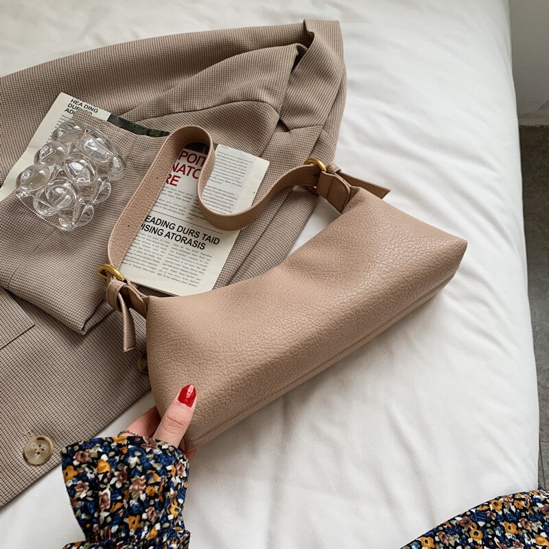 Tekstura torba damska lato 2021 nowa moda koreańnarty styl jedno ramię torba strąk pachami prosty jednolity kolor torba: khaki
