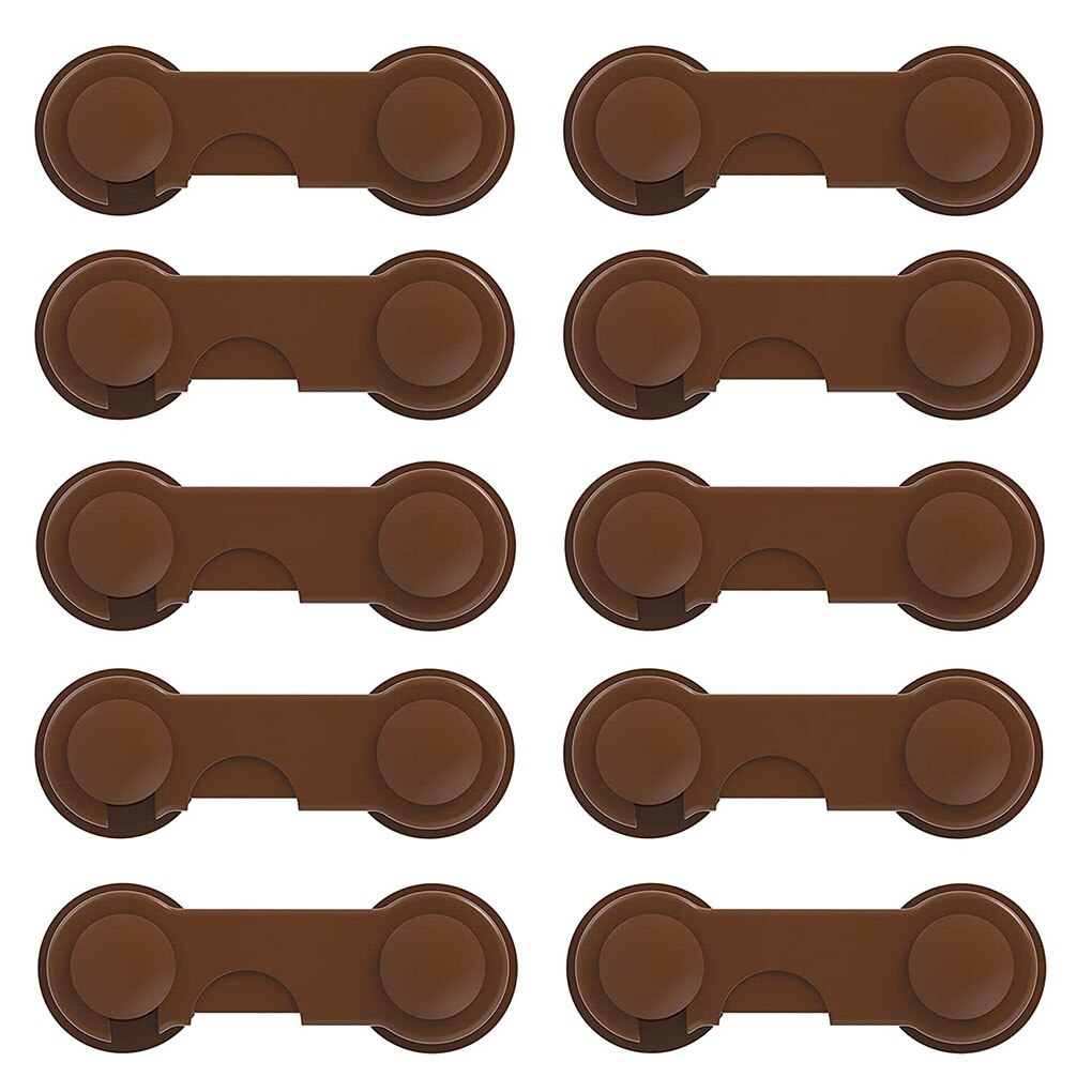 10Pcs Baby Veiligheid Plastic Lock Catch Kinderen Bescherming Koelkast Klink Lock Sluiting Voor Kast, Zwart: brown