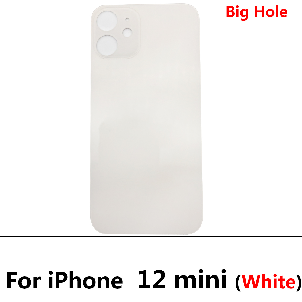 Big Hole Glass Back Cover For Iphone 12 Pro Max 12 Mini Battery Back Cover Glass Rear Door Replacement Housing: For 12 Mini White
