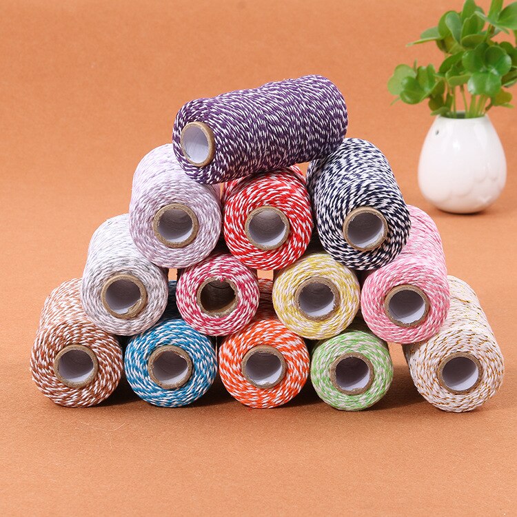 100m/roll DIY Colorful 2ply Bakers Twine String Cotton Cords Rope Wedding Party home Decoration Christmas DIY Wrapping