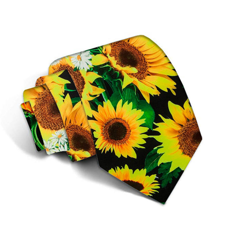 Cartoon Dog Sunflower Print Tie Casual Slim High 8cm Nylon Men Women Necktie Funnny Harajuku Party Dinner Female Men Tie