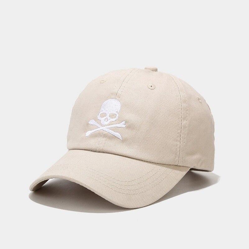 Cool Mannen Vrouwen Skull Print Zonnescherm Baseball Cap Snapback Zomer Buitensporten Zonnebrandcrème Hip Hop Verstelbare Katoen Hoeden: Beige