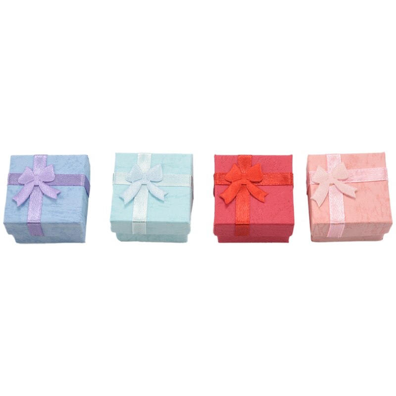 4Pcs 4 X 4 Cm Jewelry Organizer Box Rings Storage Box Small Box For Rings Earrings 4 Colors: Default Title