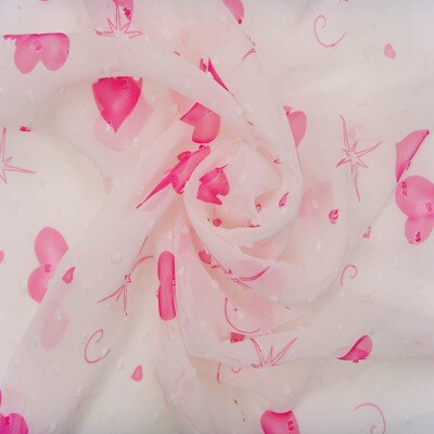 Tela de gasa con estampado de corazones y puntos suaves, materiales de malla de tul para vestidos, blusa de costura para mujer y ropa para niños DIY: 04 white
