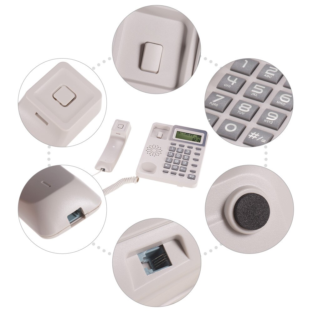 Desktop Corded Landline Phone Fixed Telephone LCD Display Mute/ Redial/ Hands Free/ Calculator Functions for Bank Call Center