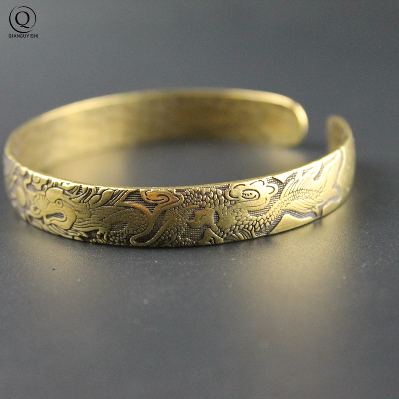 Retro ottone drago fenice modello principessa braccialetto classico rame puro braccialetto aperto antico braccialetto da donna regali di san valentino