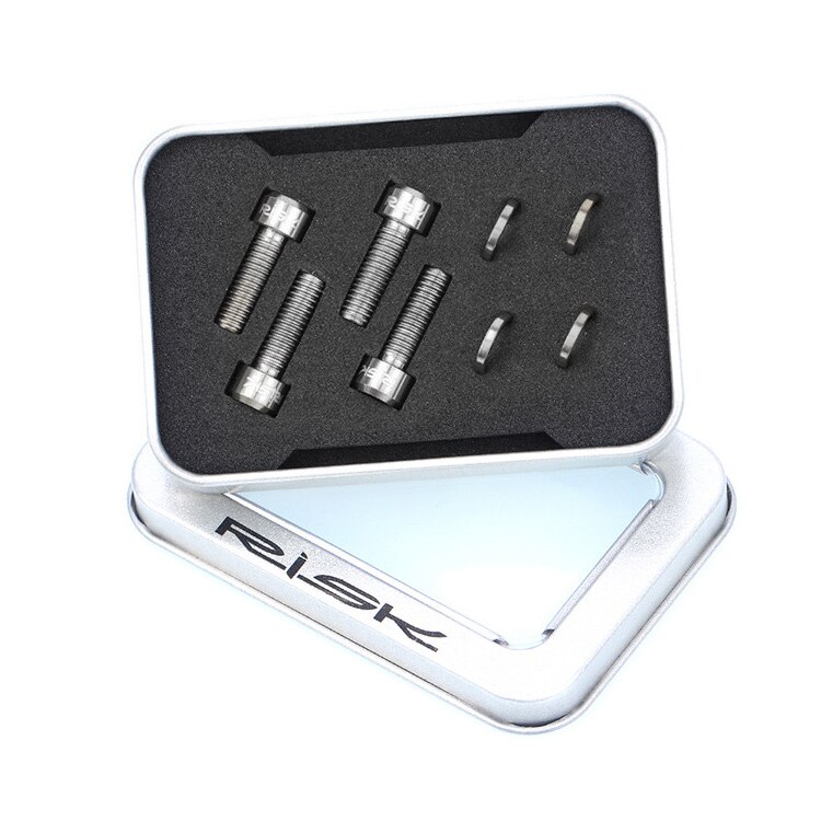 4 Pcs M6x18 Fiets Schijfrem Klem Bout Met Concave Pakking Pak Suite Voor Slx Xt 3 Kleuren Fiets Apparaat vaste Schroef Bouten: 18mm Titanium