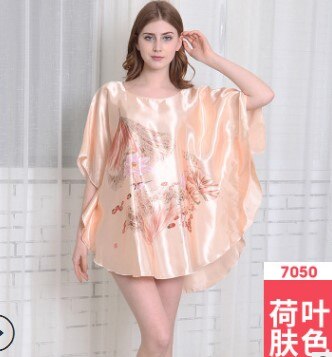 Ladies Silk Pajamas nightdress BianFuShan female short sleeved summer 7050: 3