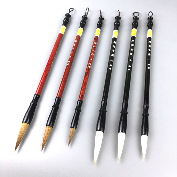 Large Middle Small Regular Script Writing Brushes Set Weasel Hair Calligraphy Pen Brush Painting Cursive Handwriting Brush Pen