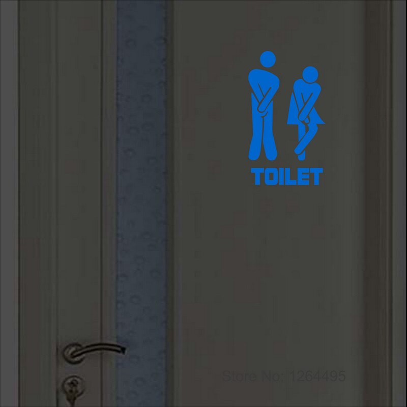 Funny Luminous Toilet Sticker Cartoon Glow in the Dark Bathroom Sticker Washroom Door Sign Sticker WC Wall DIY Indicator Label