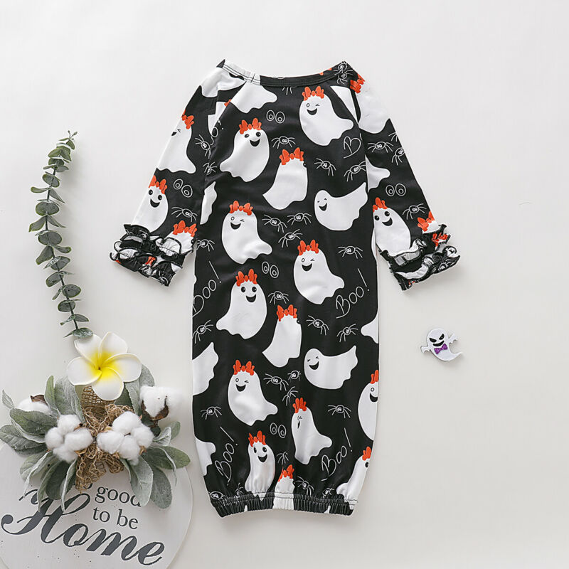 Halloween bebé niñas niños sacos de dormir vestido fantasma camisones ropa de dormir saco de dormir volantes manga larga ropa de cama 0-3Y