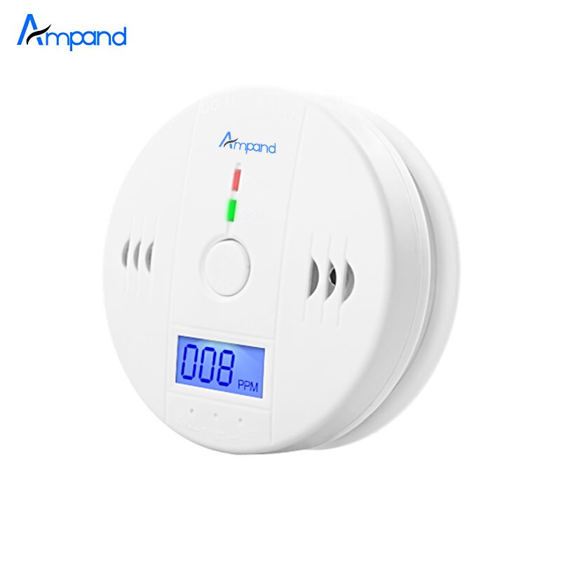 Onafhankelijke Koolmonoxide Sensor Detector Co Alarm Met Digitale Lcd-scherm En 85dB Voice Waarschuwing Battery Operated Witte