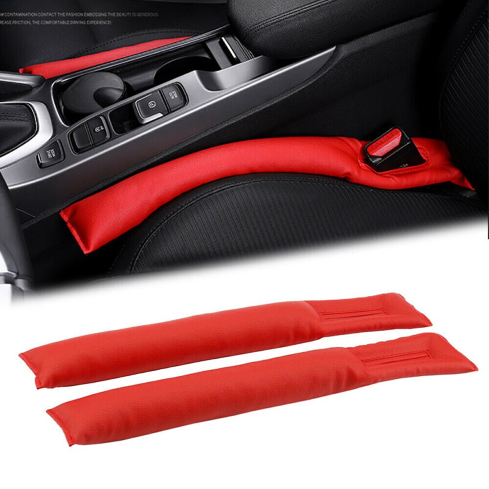 2 stk rød universal bilsæde hul fyldningsbeskytter pu læder og bomuld materiale stop lækagesikker pad universal