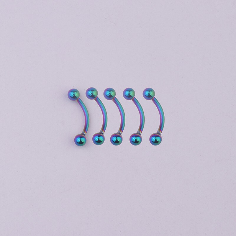 1pcs/lot 6/8/10mm Surgical Steel 3mm Ball Eyebrow Piercing Curved Barbell Lip Ring Snug Daith Helix Rook Earring: Rainbow Color / bar length 6mm