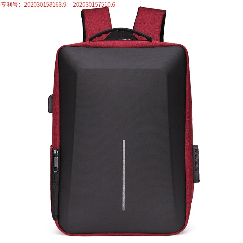 Men's reflective stripe multifunctional anti-theft backpack 15,6 inch laptop notebook usb travel bag backpack school bag for males: 8001 red