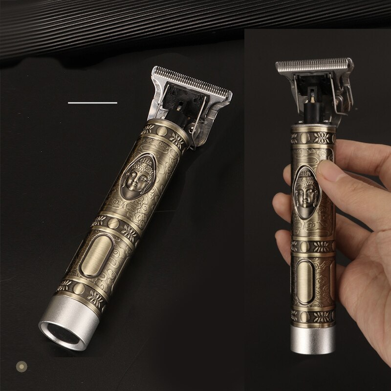 KEMEI KM-1974A Hair Clipper Buddha Head Metal Hair Trimmer USB Charging Beard Trimmer Hair Cutting
