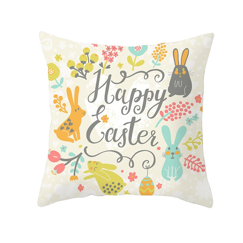 Kids Kussen Print Pasen Leuke Konijn Print Kussen 45*45Cm Case Polyester Sofa Auto Kussen Cover Home Decor funda Rechthoekige: 9