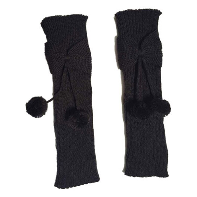 Børn pige bowknot pompon strik benopvarmere boot sokker manchetter toppers jul botas feminina fodbeklædning børns knæpude: Mørkegrå