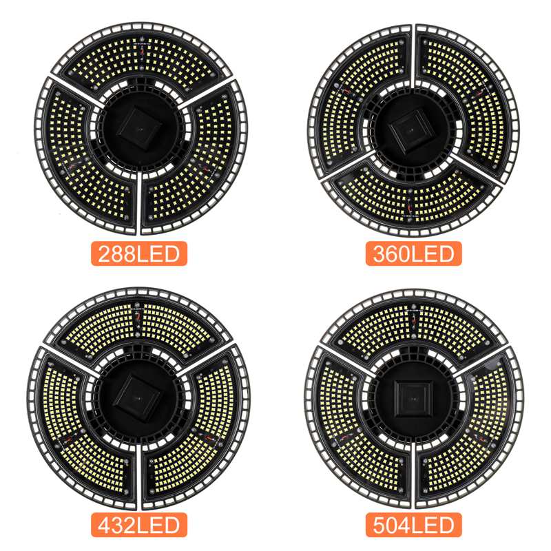 Super Bright E27 LED Garage Light Deformable Ceiling Light for Home Warehouse Workshop Folding Three-Leaf Deformation Lamp