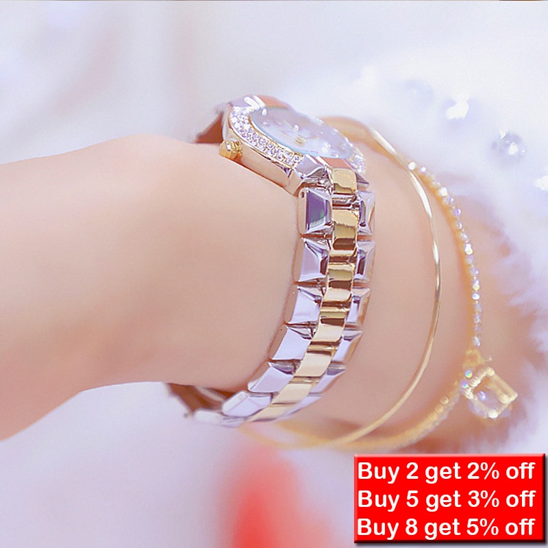 Women Luxury Brand Watch Dress Silver Gold Women Wrist Watch Quartz Diamond Ladies Watches Female Clock Bayan Kol Saati