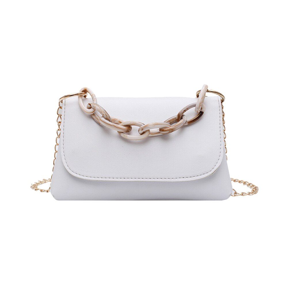 Dames schoudertassen effen kleur leren kleine handtassen dames klassieke crossbody schoudertas: Wit