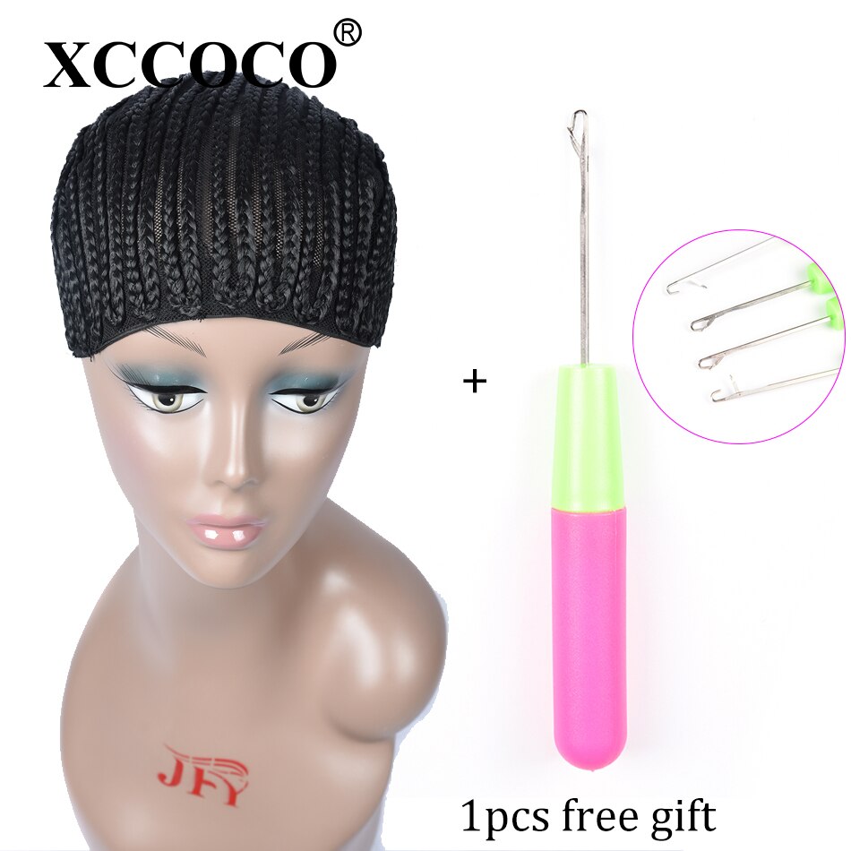 XCCOCO Black Cornrow Wig Caps For Making Wigs Net 6PCS Braided Wig Cap Weaving Lace Cap For Chrochet Braids Weaving Caps