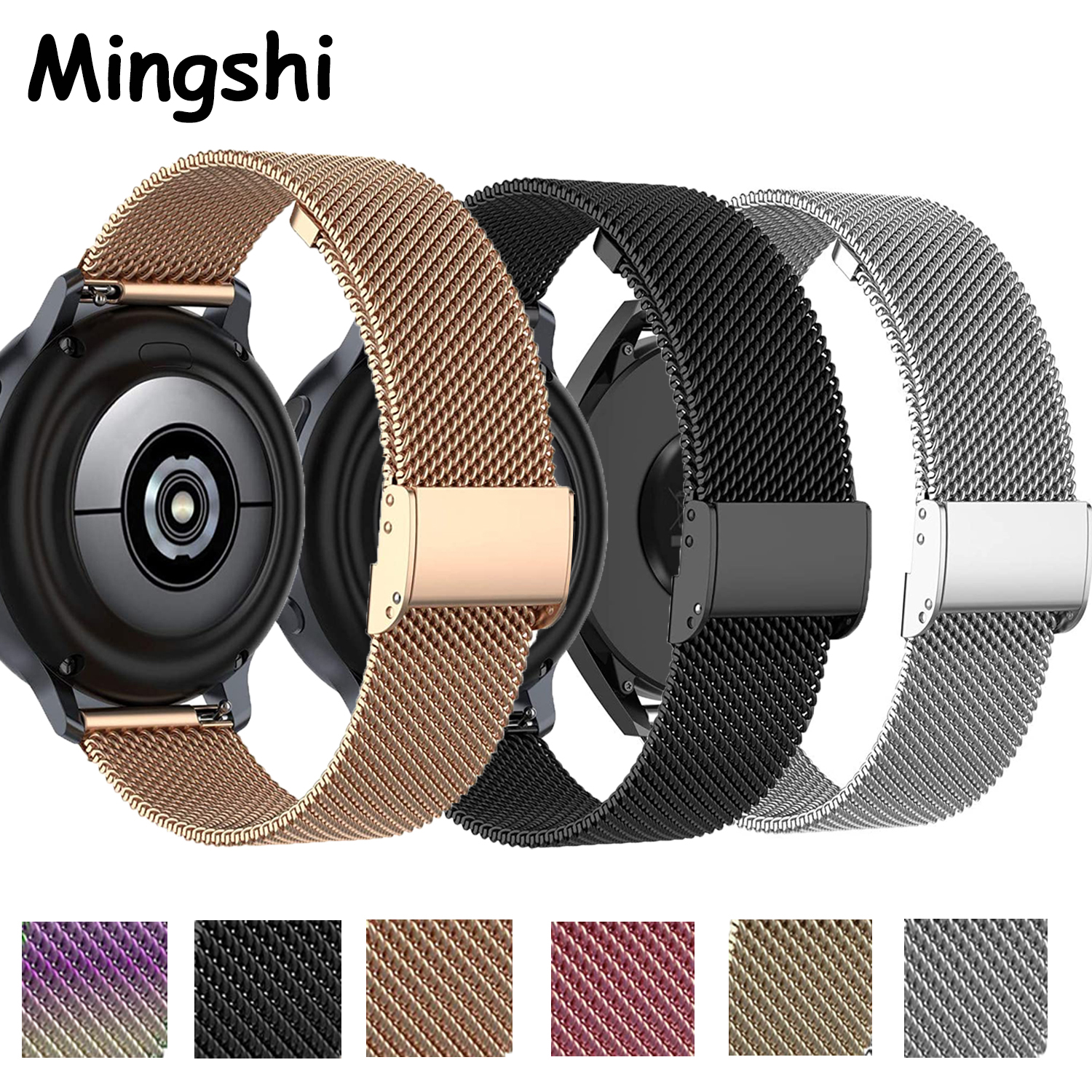 Correa Milanesa para Samsung Galaxy Watch Active 2, pulsera para reloj inteligente Huawei GT 2 de 42mm, 22mm, 20mm, 40/44mm / 3 41mm