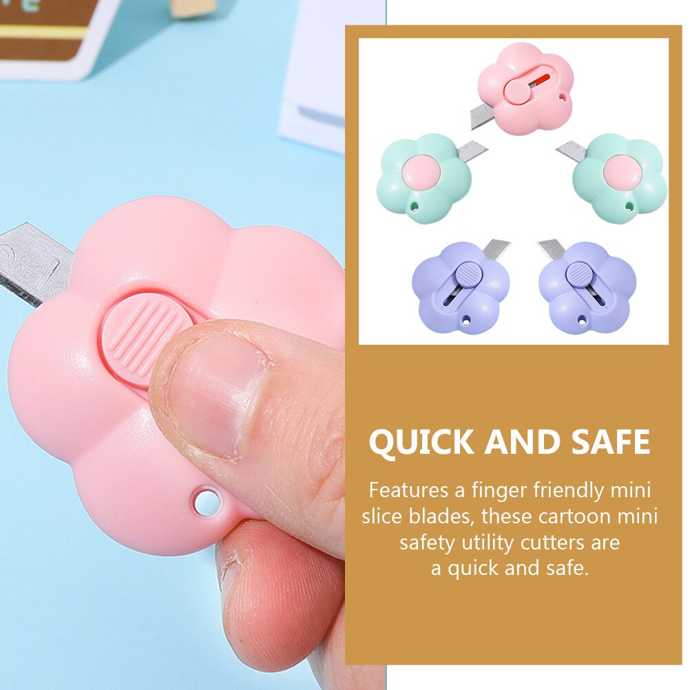 5Pcs Mini Cutters Telescopische Utility Cutters Briefopeners Met Sleutelhanger Gat