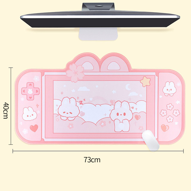 Large Kawaii Gaming Mouse Pad Cute Pink Purple Sakura Bunny Desk Pad Water Proof Nonslip Laptop Desk Accessories for Gaming: BROWN