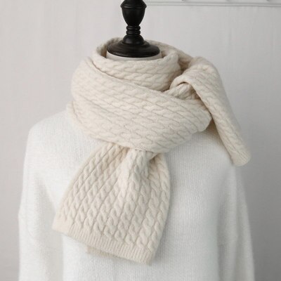 Julypalette Solid Twist Sjaal Vrouwen Herfst Winter Kasjmier Warme Gebreide Sjaals Lange Vrouwelijke Sjaals Pashmina Sjaal 10 Kleuren: Beige