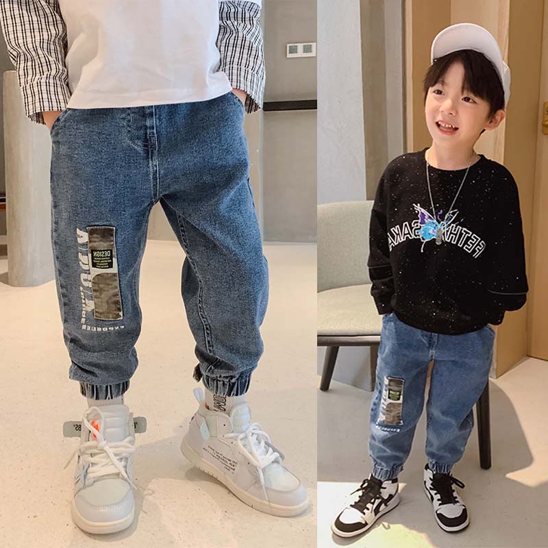Autumn Kids Jeans Elastic Waist Stretch Denim Pants Big Children Spring Clothing 3 To 14 Years Virgin Korean Pants Feet: 6