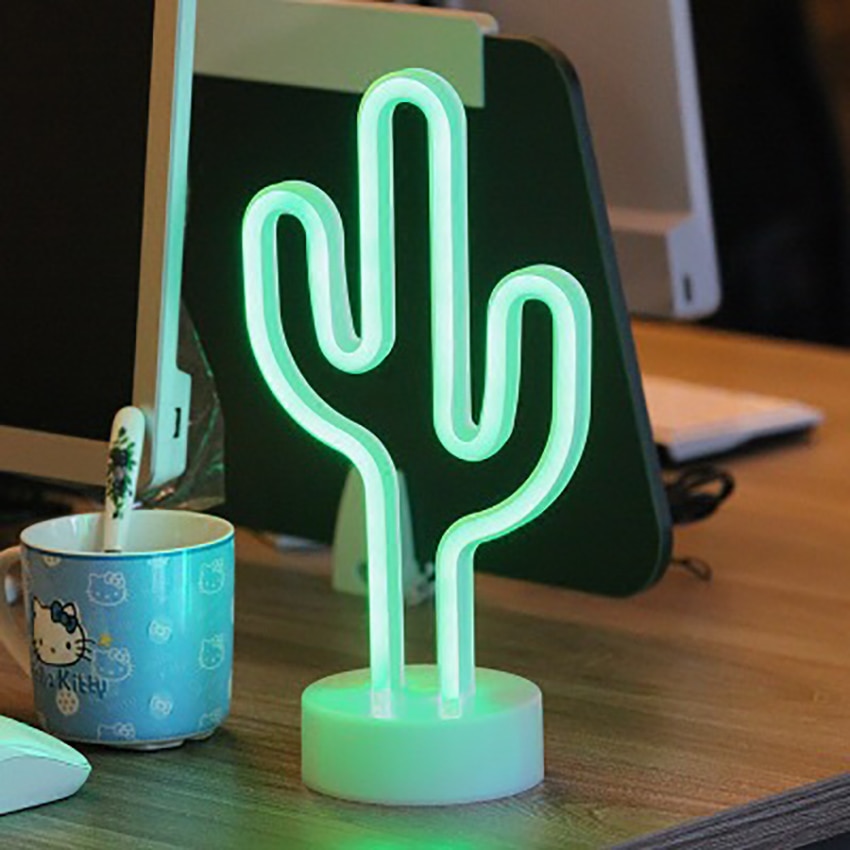 Kaktus bilden Neon- Nacht Schreibtisch Lampe Festi...  Grandado