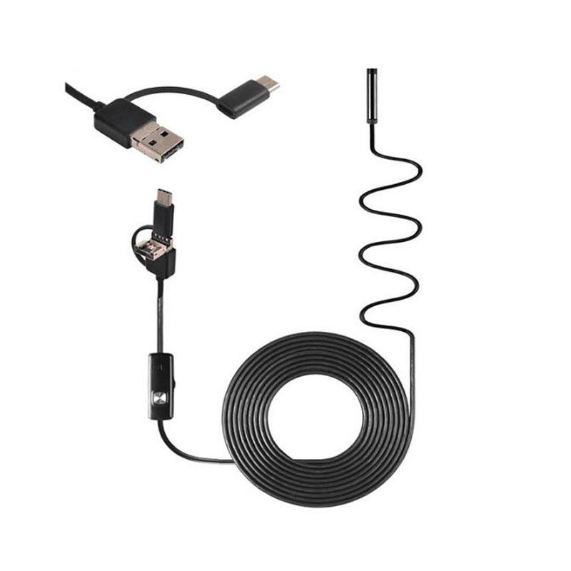 720P USB Camera 3 In 1 Industrial Endoscopy Camera 8mm Endoscope Camera IP67 Waterproof Belt 6 LED For Android Mobile Phone