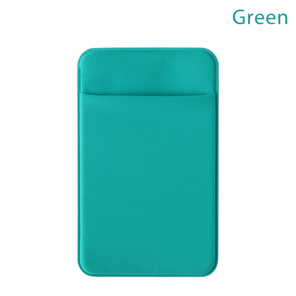 1PC Unisex Elastic Mobile Phone Wallet Cell Phone Card Holder Case Adhesive Sticker Pocket Credit ID Card Holder: green