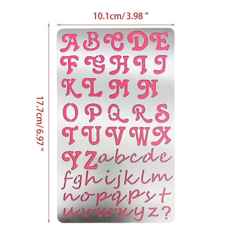 Metal Journal Stencils English Alphabet Stainless Steel Stencil Templates Tool for Painting Wood Burning Carving Pyrography F26