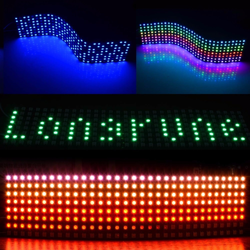 DIY GyverLamp 16x16 Matrix WS2812B 5V RGB 5050SMD Digital Flexible Individually 8x32 256 Pixels Panel Flexible FPCB with Arduino