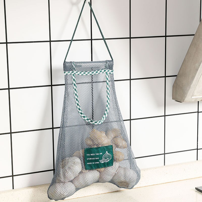 Sac de rangement suspendu pour légumes, oignons, pommes de terre, sac en maille respirant creux, sac de rangement en maille pour ail et gingembre