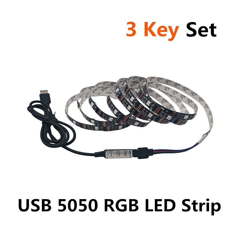 DC 5V USB LED Strip 5050 Waterdichte RGB LED Light Flexibele 50CM 1M 2M voeg 3 17Key Afstandsbediening Voor TV Achtergrond Verlichting: IP65 Waterproof / 3 Key Set / 300CM