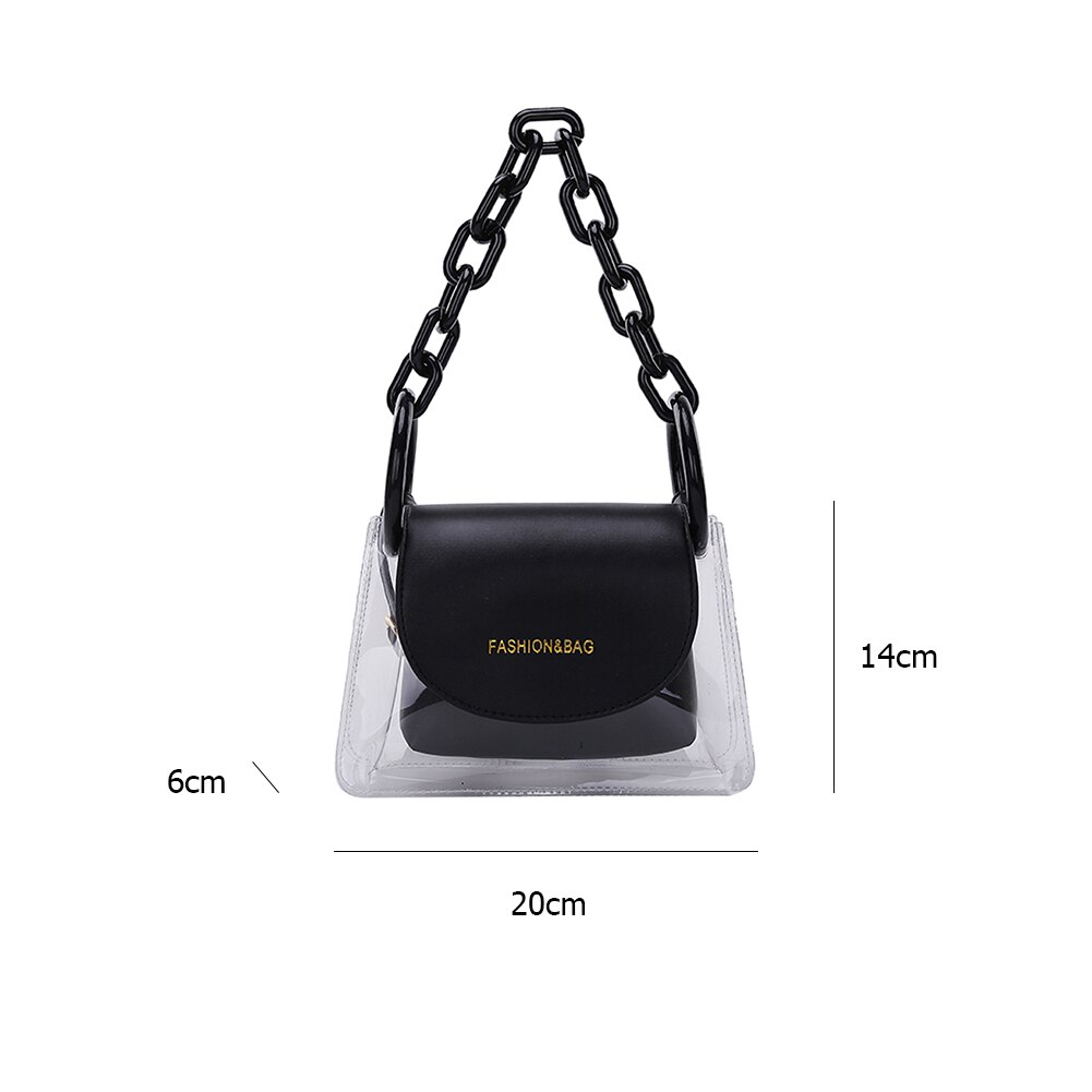 Transparent PVC Crossbody Bag Women PU Acrylic Chain Ladies Shoulder Messenger Flap Handbags
