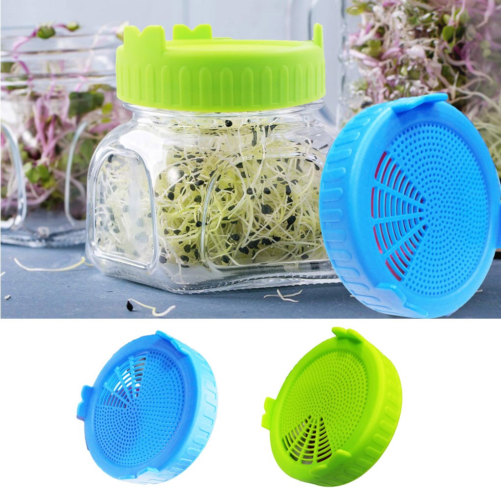 2 uds. Tapas de brotes de soja Alfalfa tapas de brotes de ensalada tarro de plástico tapas de siembra de brotes de semillas