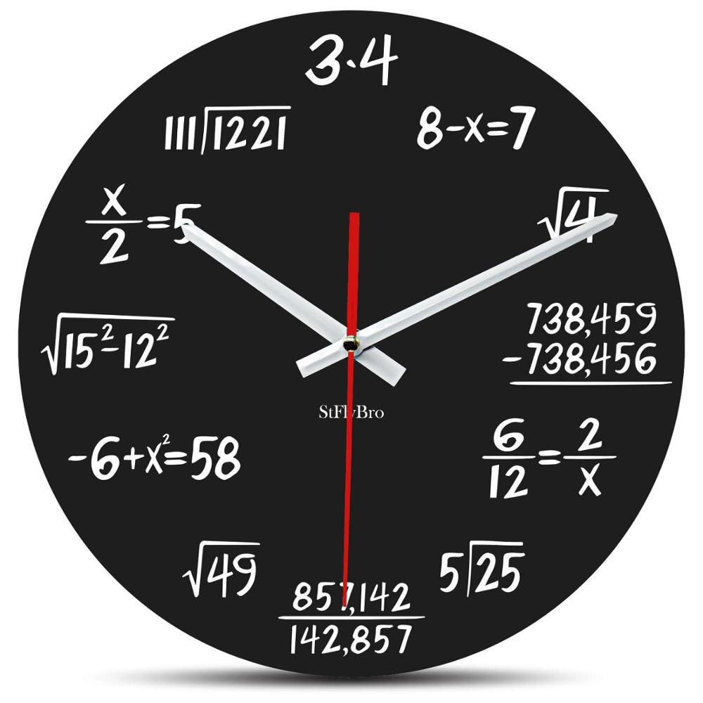 13inch Unique Math Wall Clock Circular Mathematical Equations Clock On The Wall For Classroom Office Home Decoration