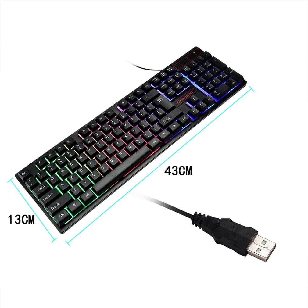 Colorful Illuminated gaming keyboard with LED RGB Colorful Keycaps mechanical hand plastic panel floating keycap 104 key