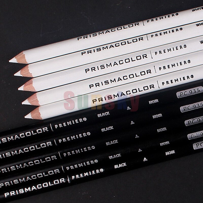 USA Sanford Prismacolor PC935 PC938 white black single color pencil oily Paint pencil 4.0MM soft big core Artist oil pencil set: 935 5pc 938 5pc