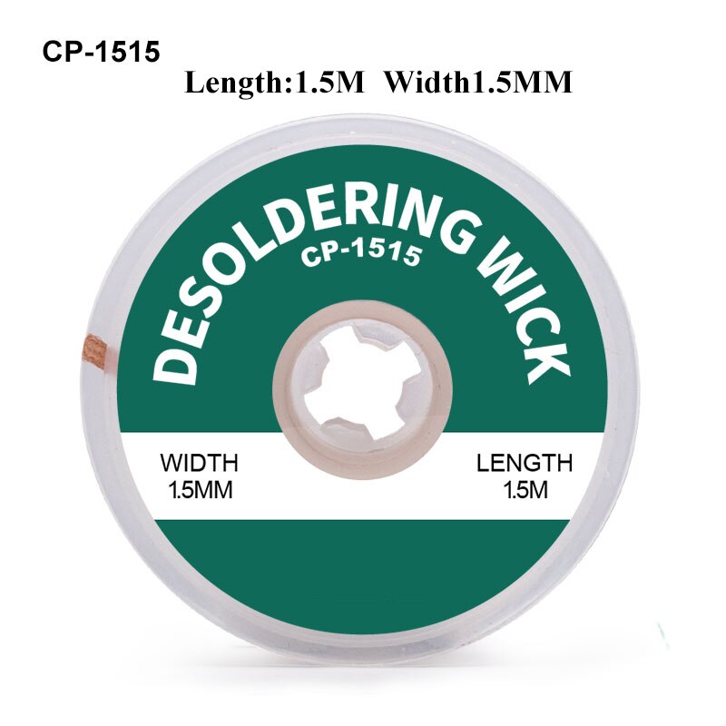tresse à dessouder Mèche à souder sans nettoyage, fil à souder, tresse avec Flux, outil de dissolvant de tresse, ventouse de soudure: 1.5mm