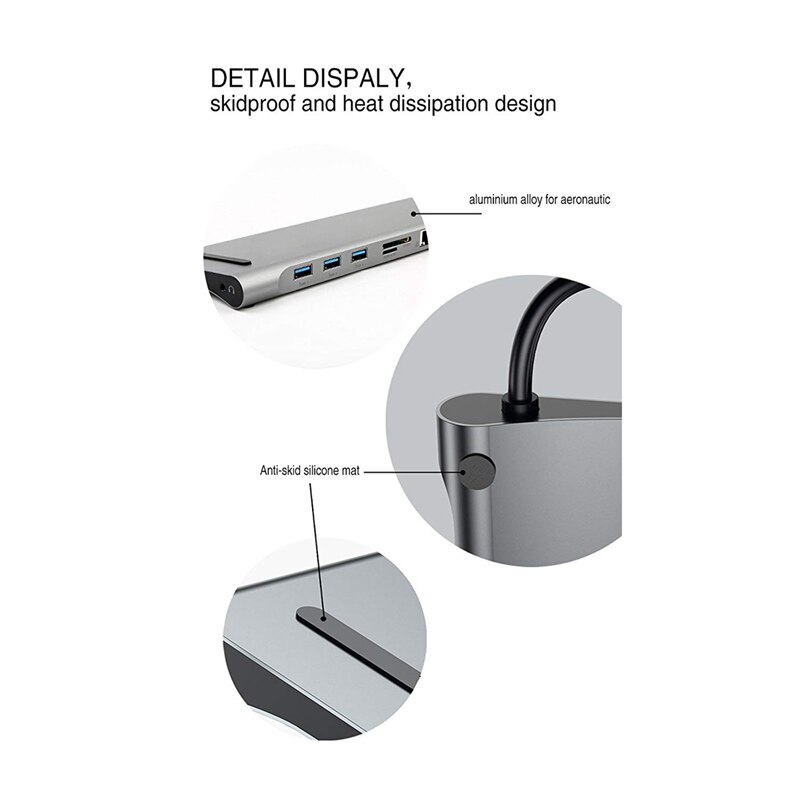 OPQ-10 em 1 usb tipo c hub adaptador portátil docking station hdmi vga rj45 pd para hp lenovo superfície compatível