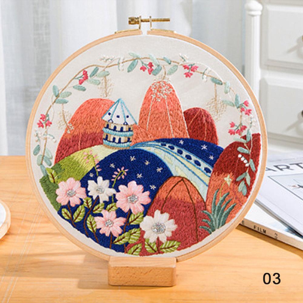 Decoração de bordado artesanal para iniciantes, kit de bordado, costura, faça você mesmo