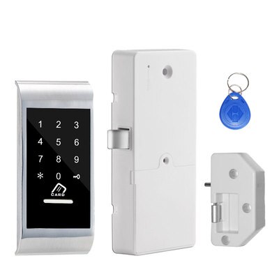 Drawer Combination Lock Touch Keypad Password Key Card Access Multifunctional Cabinet Door Lock Digital Electronic Security Lock: Silver