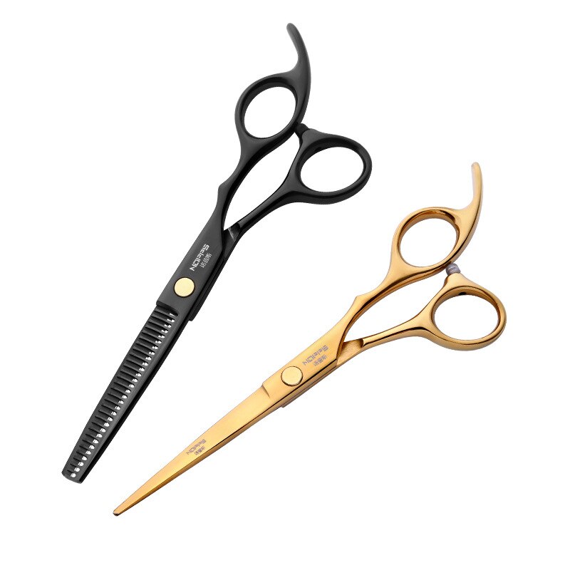 Friseur Schere Schwarz Und Farbe Titan Überzug Flach Schneiden Schere Pony Schneiden Verdünnung Scheren Haar Schneiden Professionelle