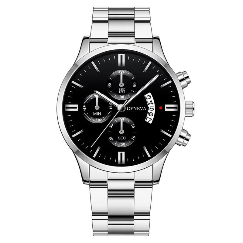 Luksus herreure sølv rustfrit stål quartz armbåndsur herre business ur herre kalenderur reloj hombre: Elfenben